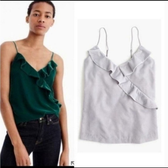 J.Crew Velvet Going Out Ruffle Cami Sz 8 - Picture 1 of 8